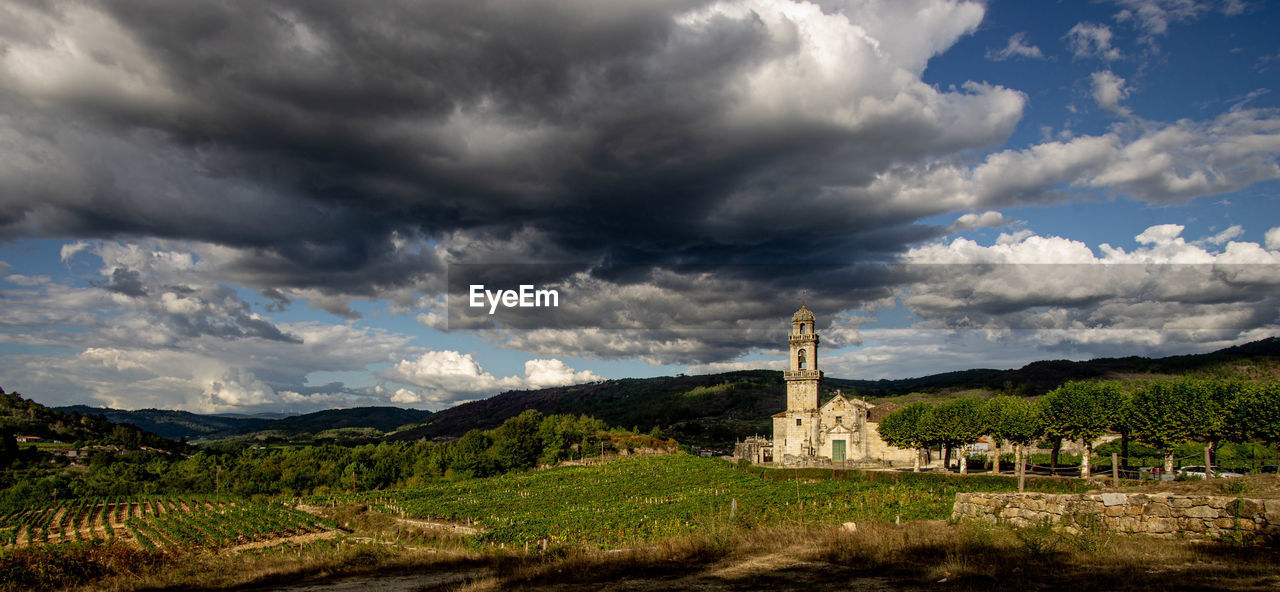 Church in the middle of vineyards