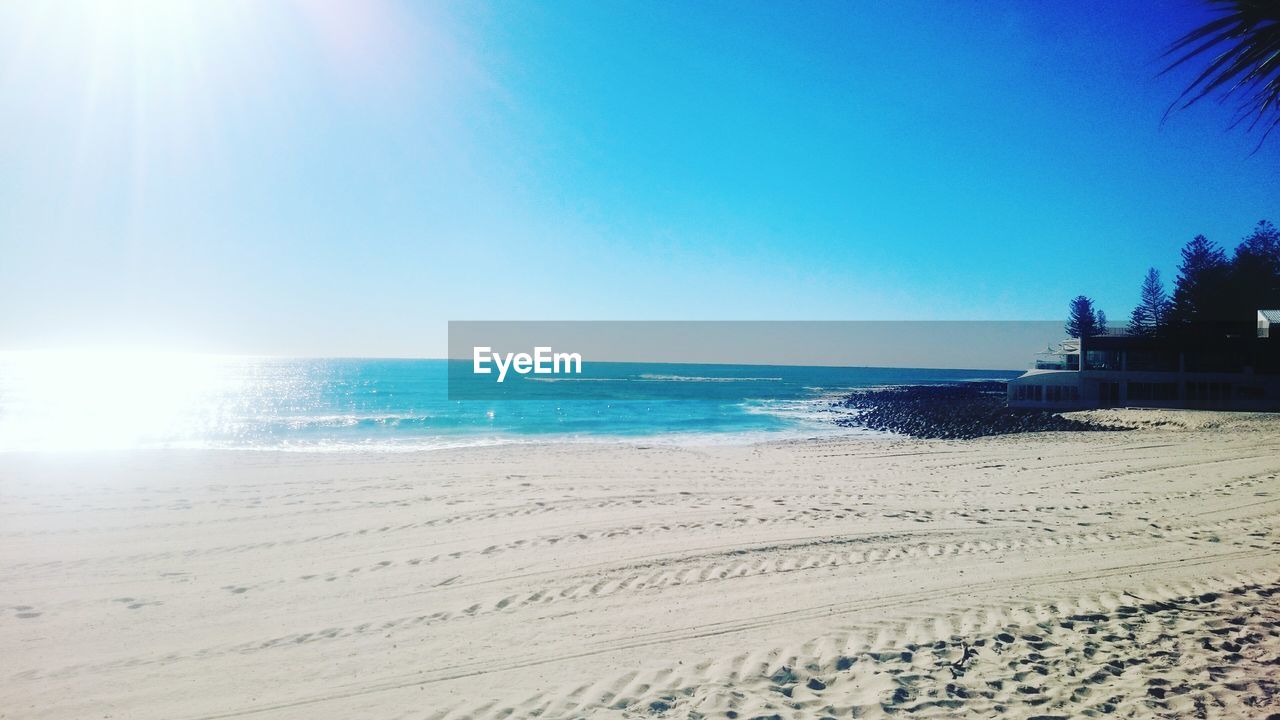 Scenic view of sea against clear sky