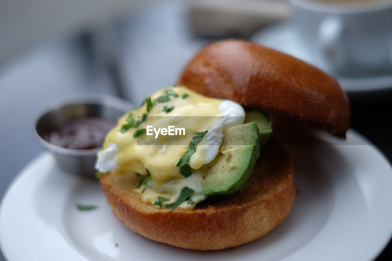 Close-up of fresh food served in plate