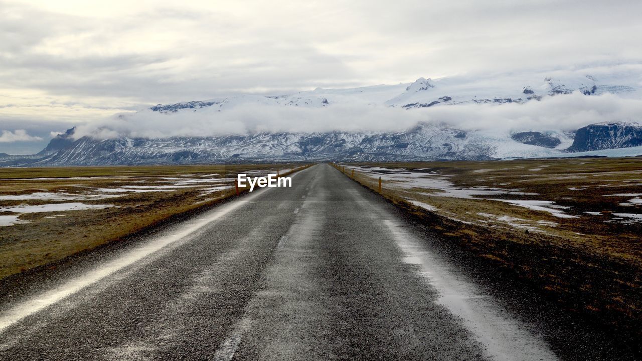 Road against sky during winter