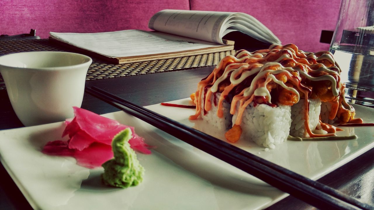 Close-up of food in plate on table