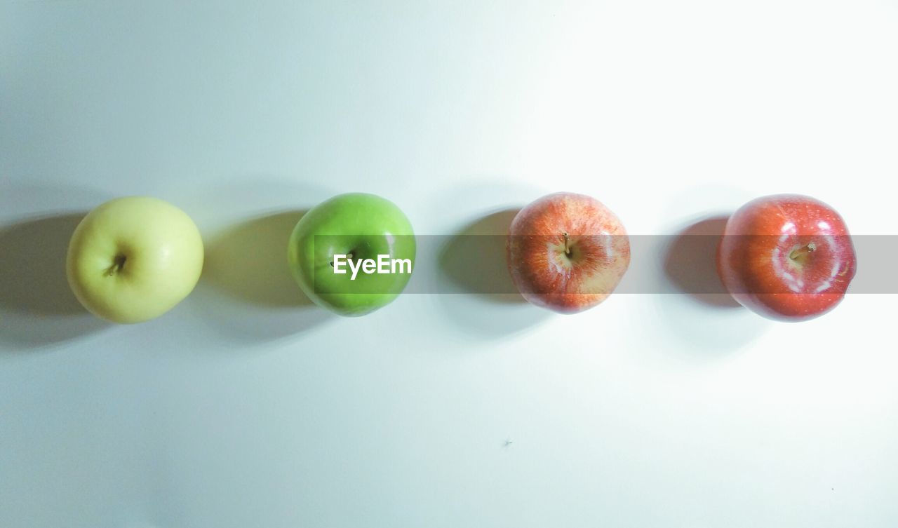 High angle view of apples on table