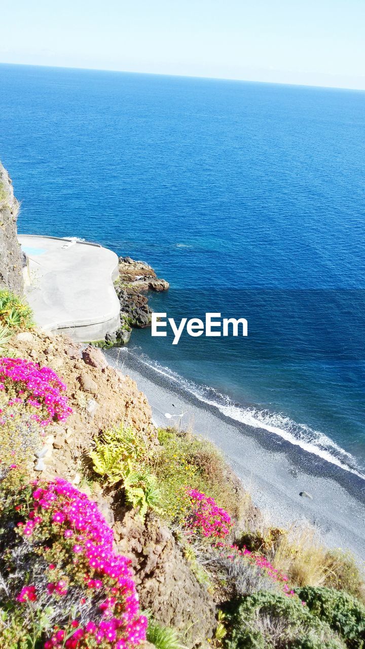 High angle view of sea against sky