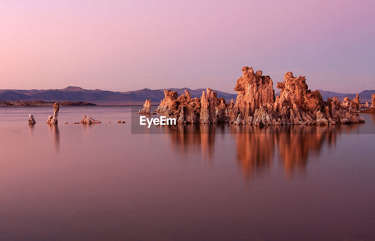 Eroded rocks in lake