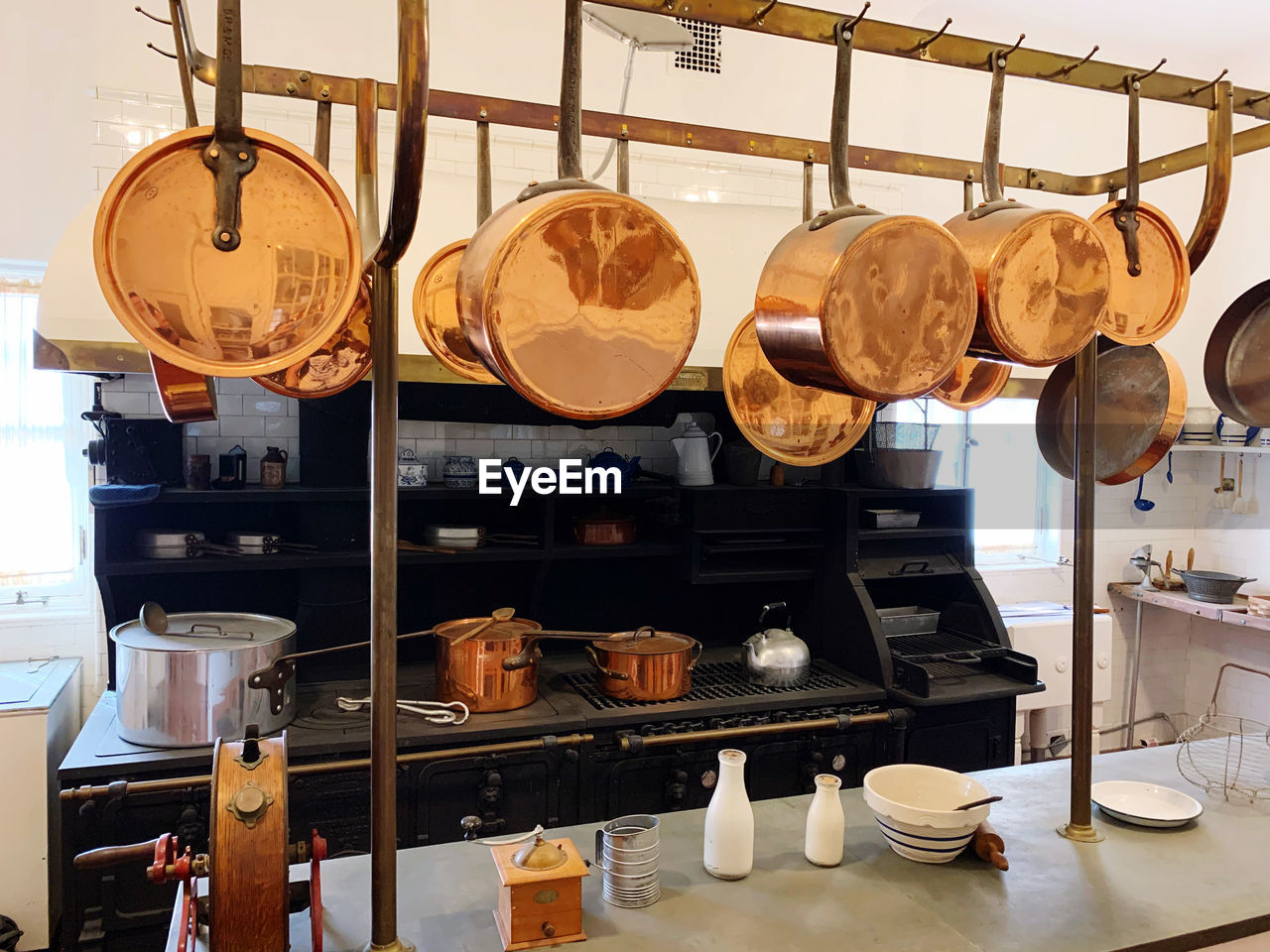 Kitchen utensil hanging in restaurant