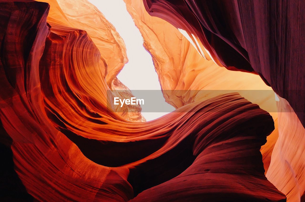 Low angle view of sandstone at antelope canyon