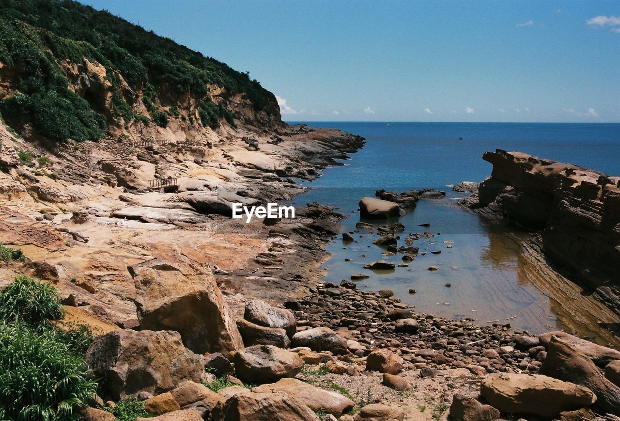 Scenic view of sea against clear sky