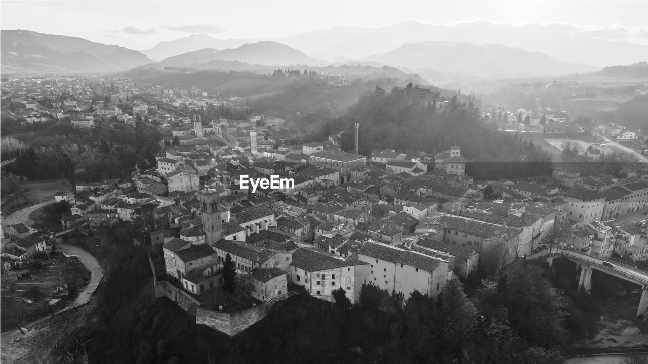 Aerial view of the medieval village of pergola