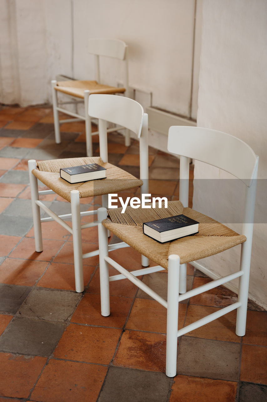 Books on chairs at home