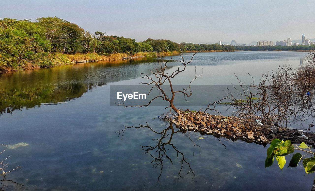 Scenic view of lake against sky