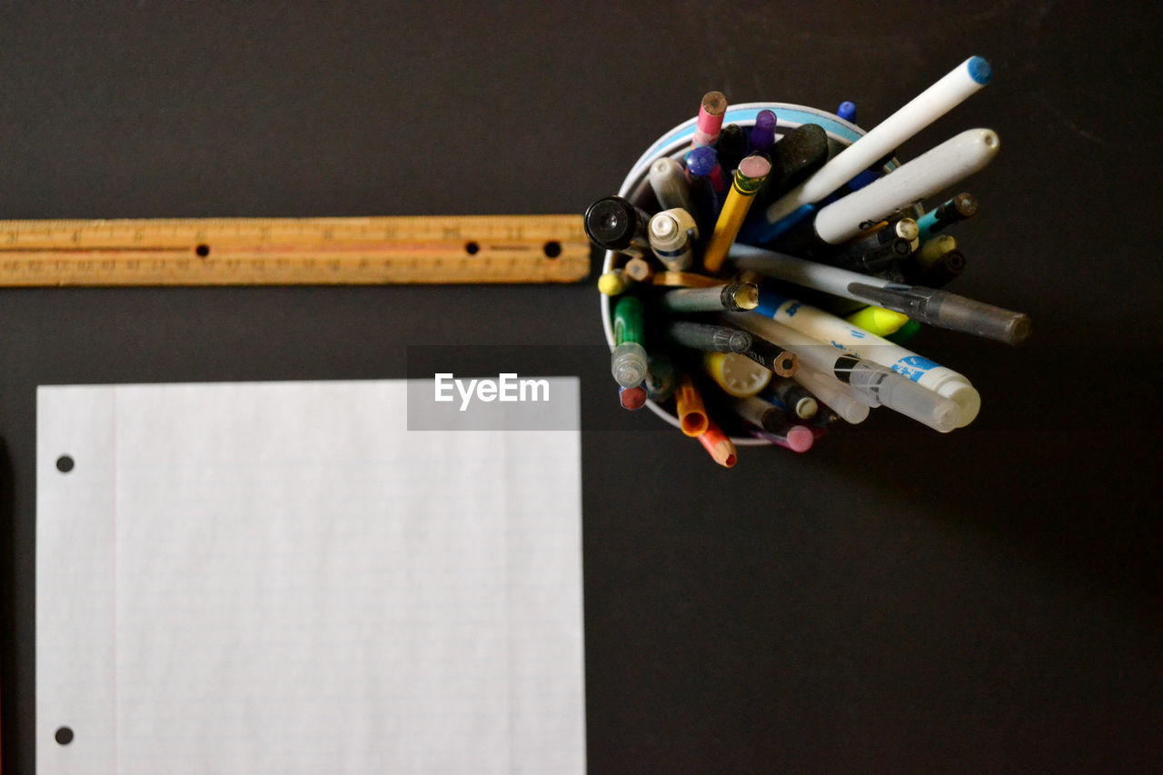 Ruler and pencils on desk