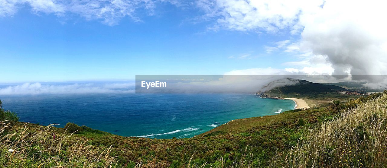 PANORAMIC VIEW OF SEA AGAINST CLOUDY SKY