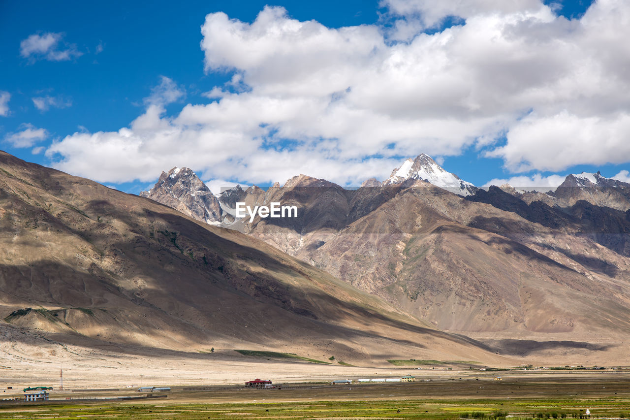 SCENIC VIEW OF FIELD AND MOUNTAINS AGAINST SKY