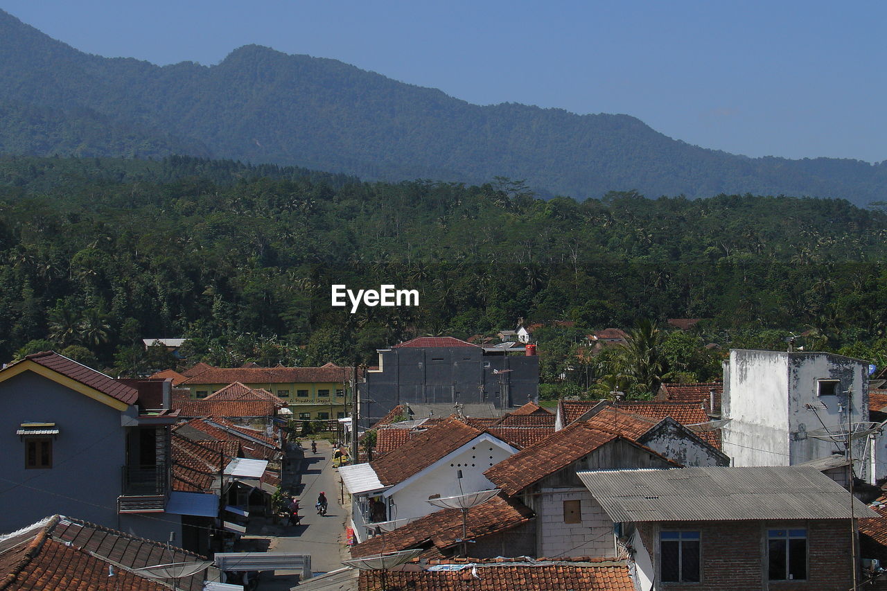 High angle view of townscape against sky