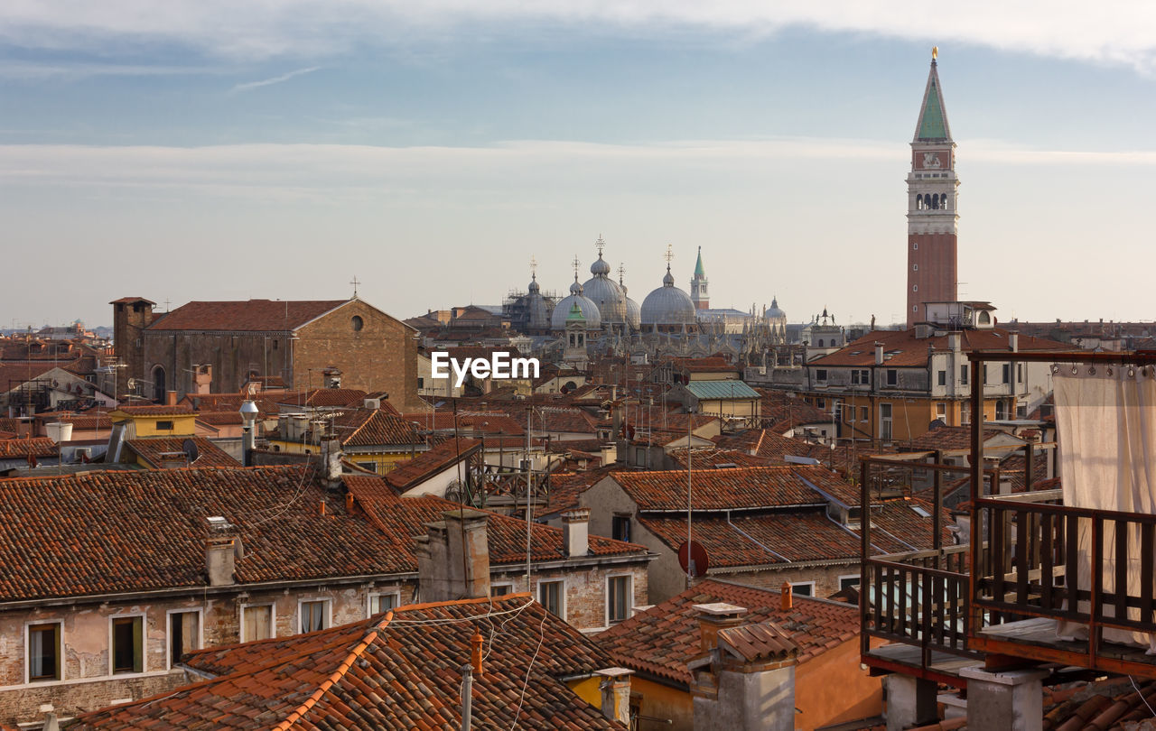 HIGH ANGLE VIEW OF TOWNSCAPE AGAINST SKY