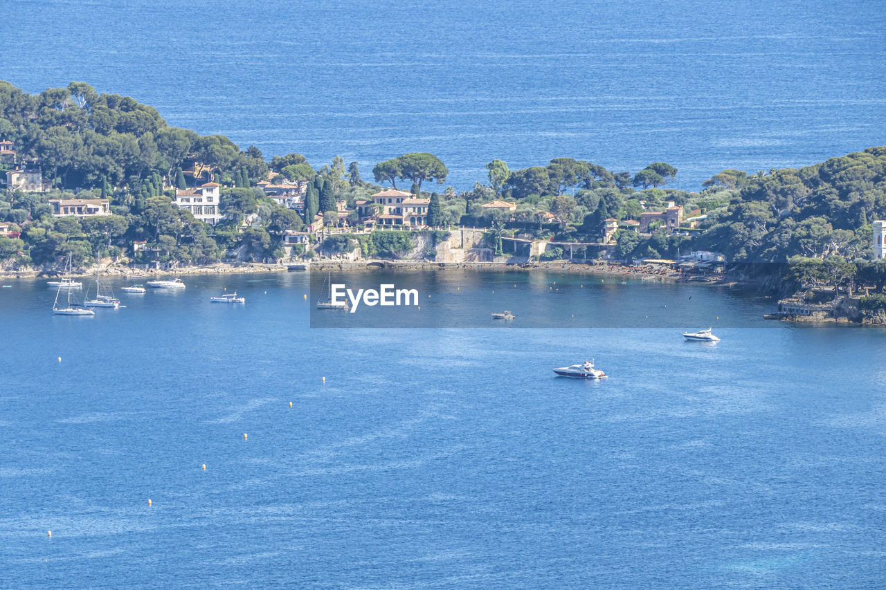 Aerial view of saint-jean-cap-ferrat with the blue sea and beautiful beaches