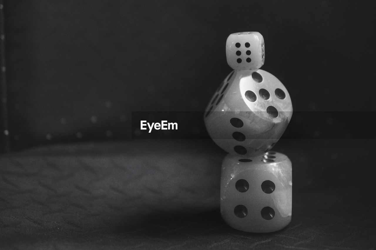 Close-up of dice on table