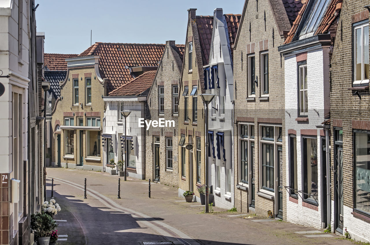 Main street in a dutch village on a sunny day