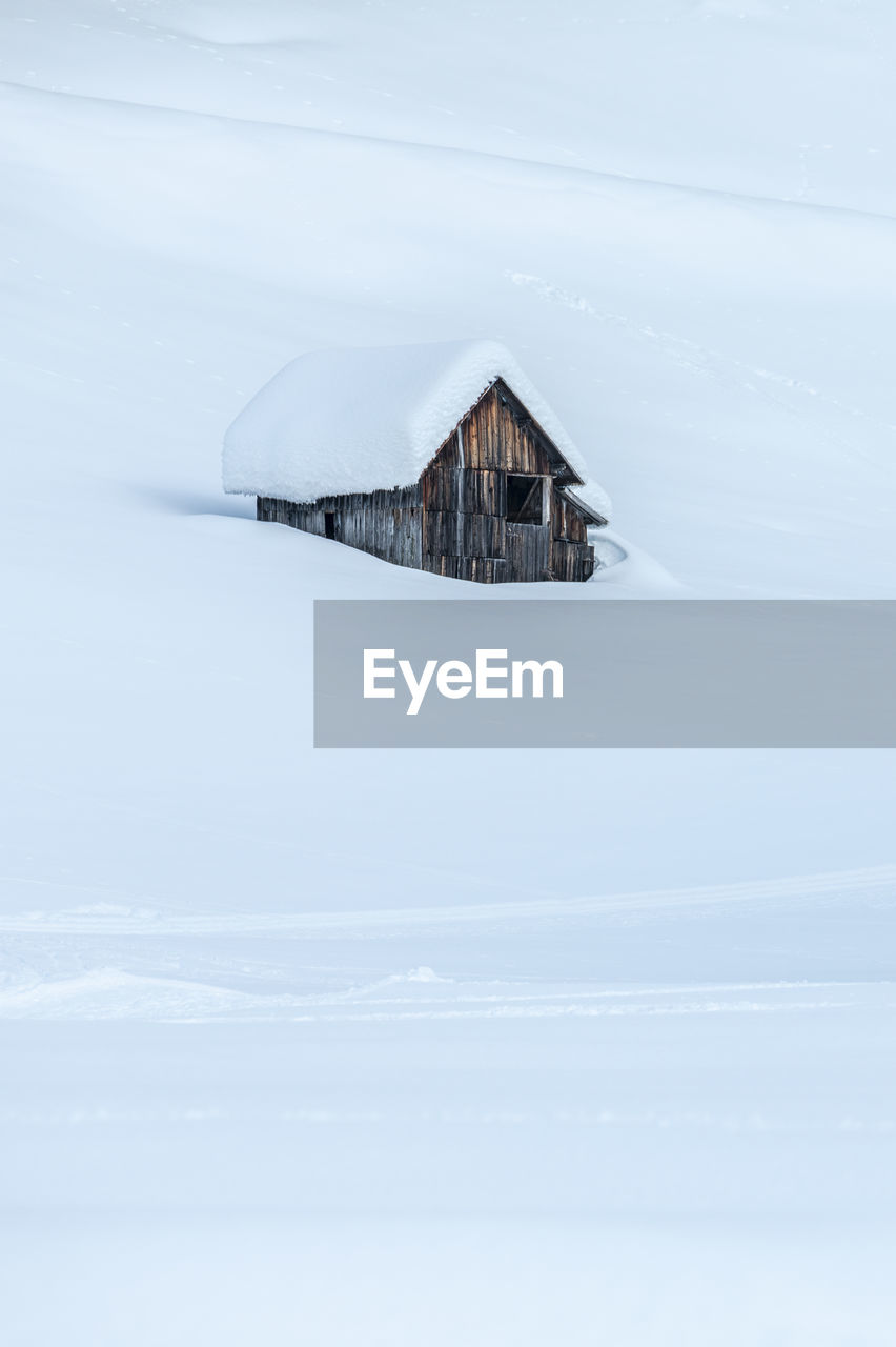 After the snowfall. dusk on the sappada plain. magic of winter.