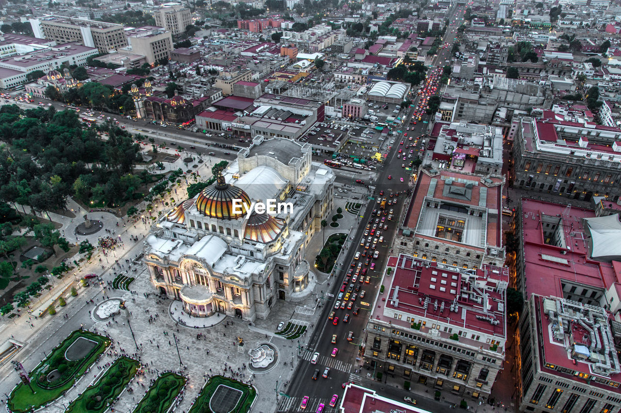 High angle shot of cityscape