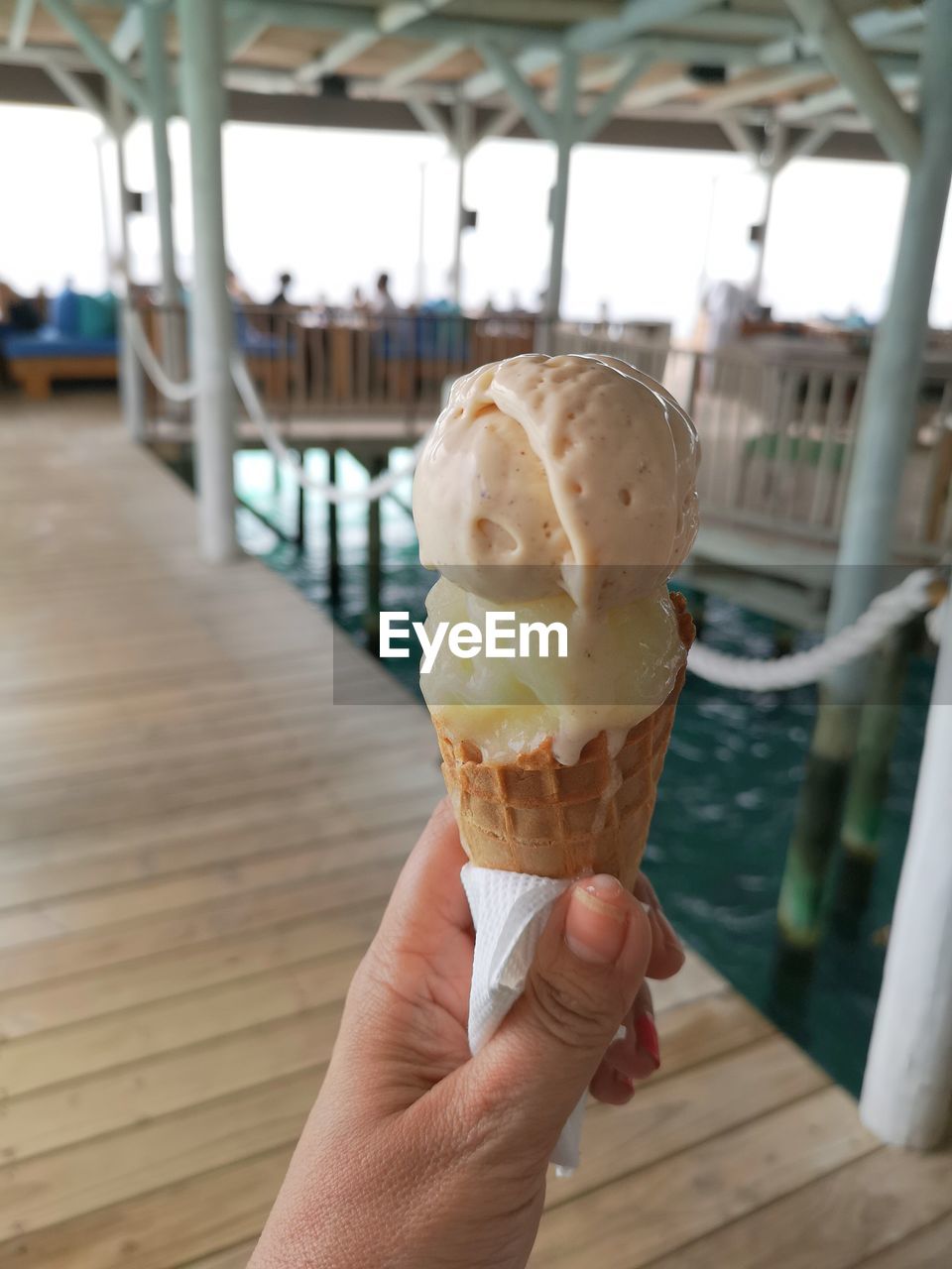 Hand holding ice cream cone