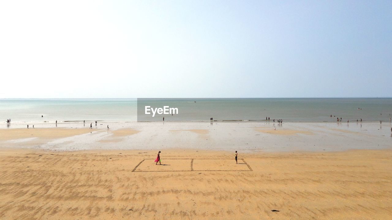 PANORAMIC VIEW OF BEACH AGAINST CLEAR SKY