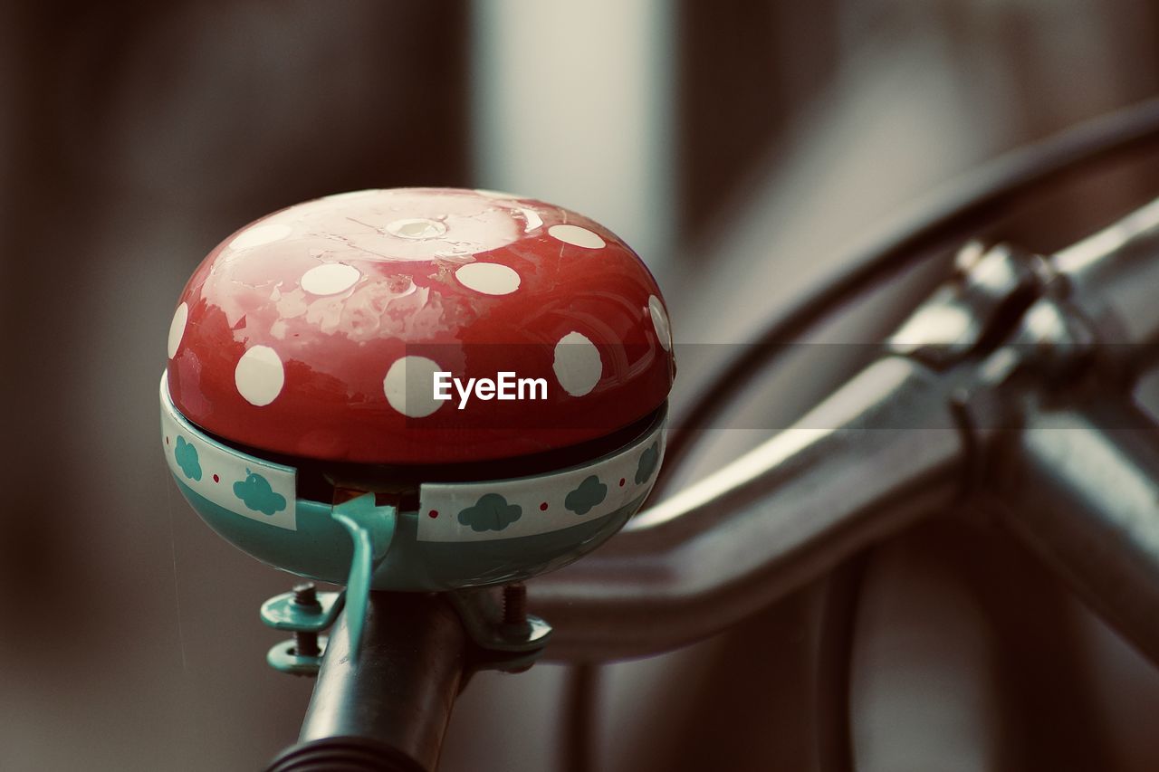 Close-up of bell on bicycle