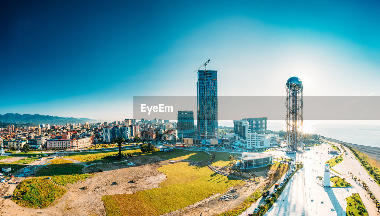 high angle view of buildings in city