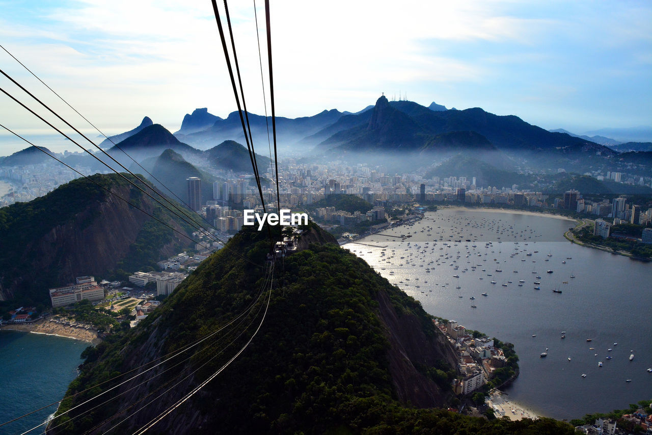 Overhead cable cars in mountains