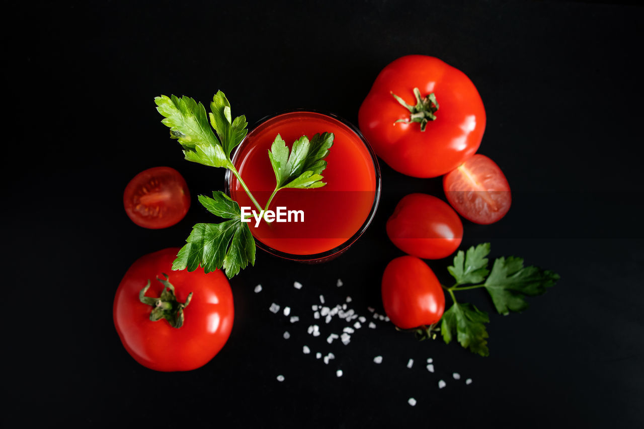 high angle view of tomatoes on table