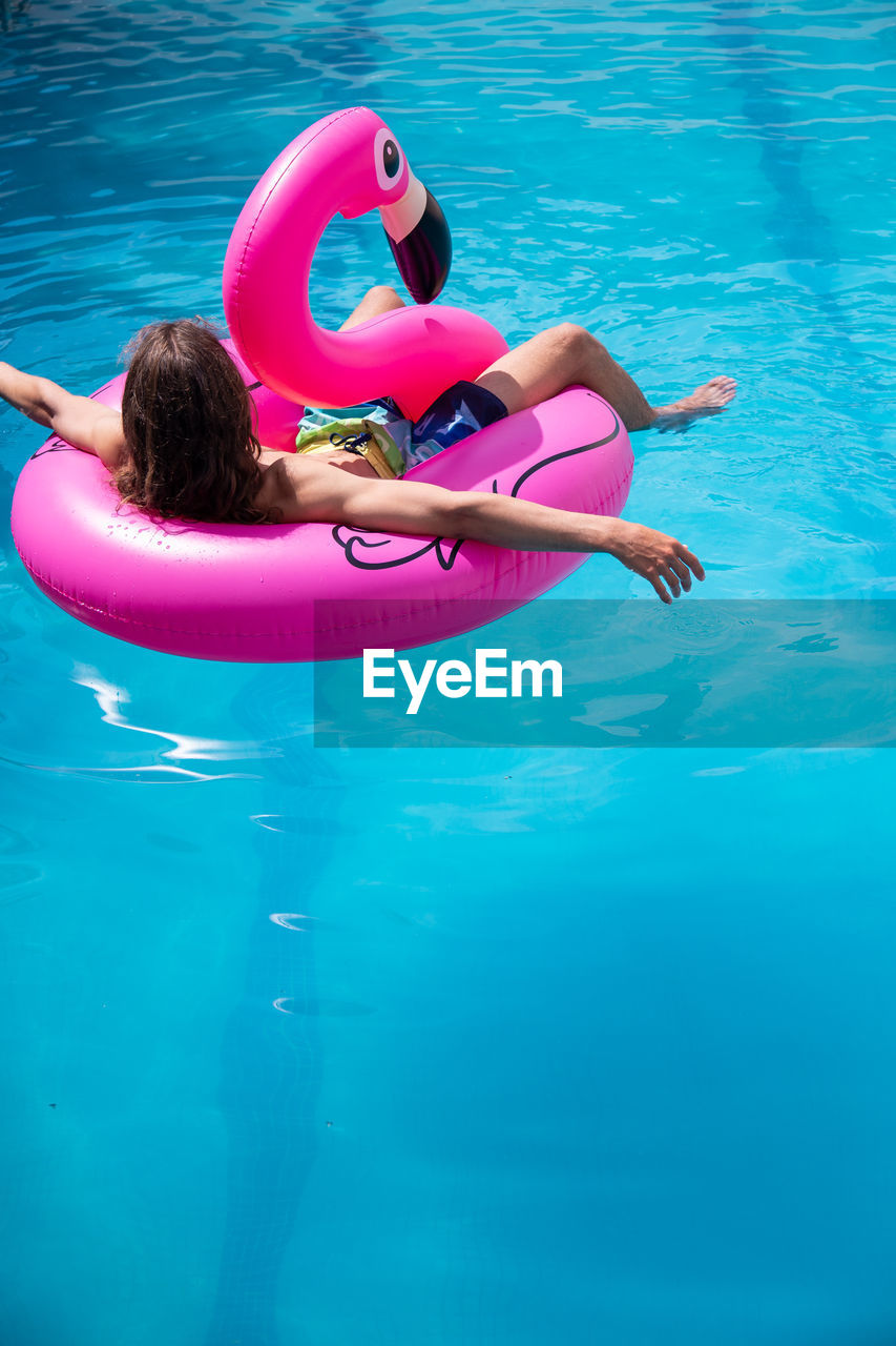 High angle view of women in swimming pool