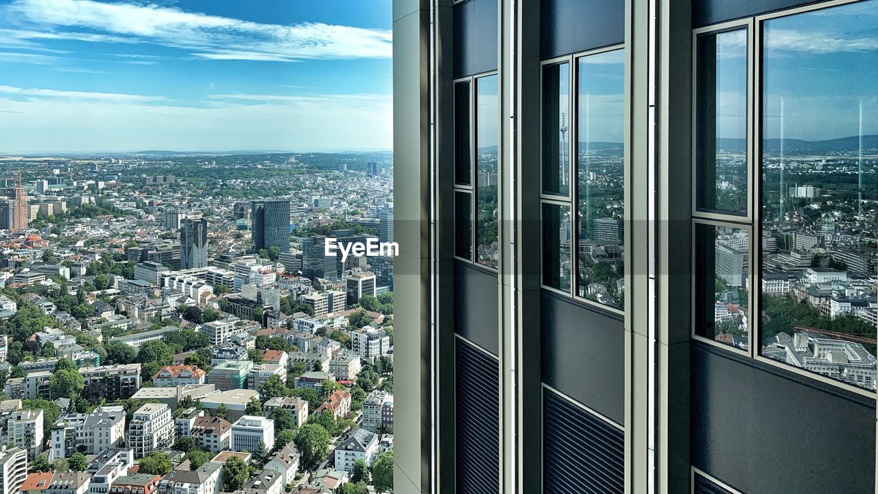 View of frankfurt city from the top of the its highest building