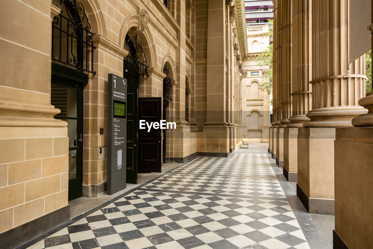 CORRIDOR OF BUILDING WITH COLONNADE