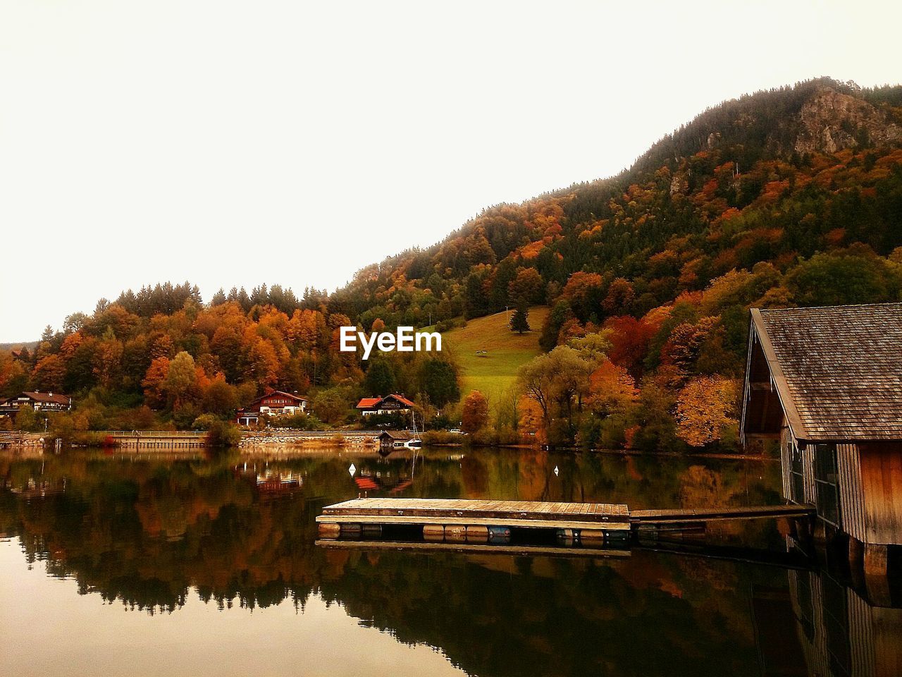 Scenic view of lake during autumn