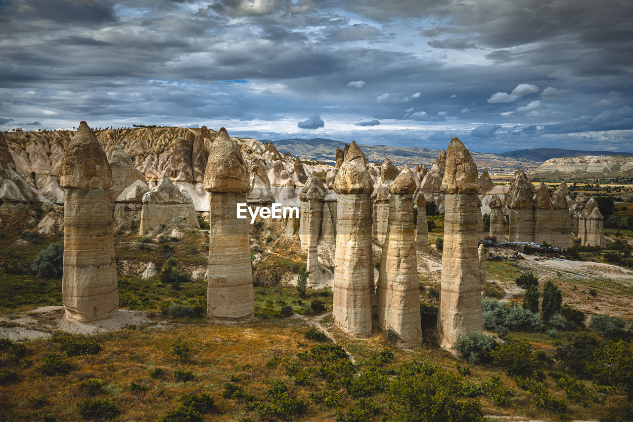 Famous rock formations in love valley. goreme, turkey.