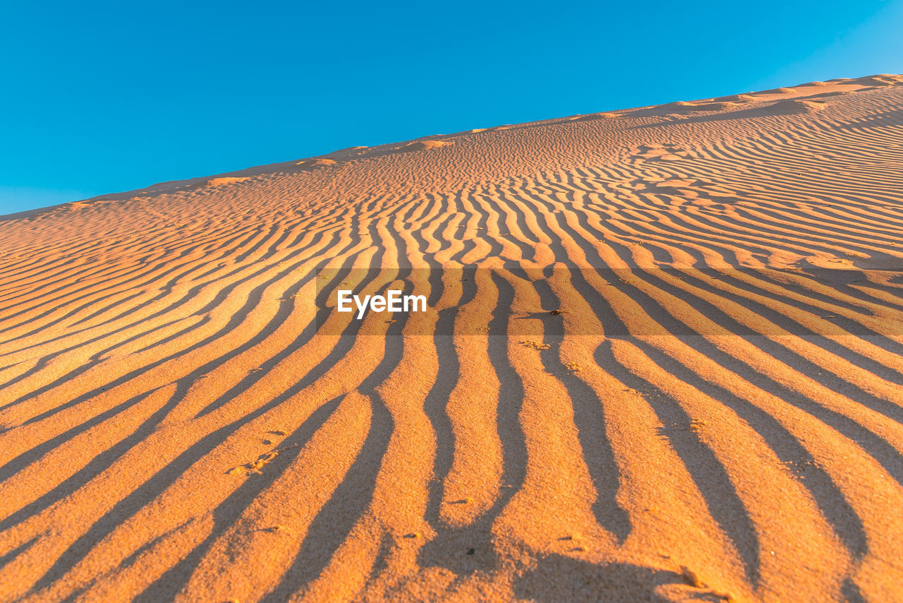 SAND DUNES AGAINST CLEAR SKY