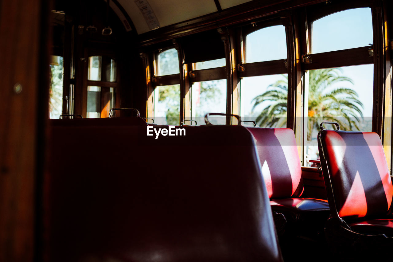 Interior of empty cable car