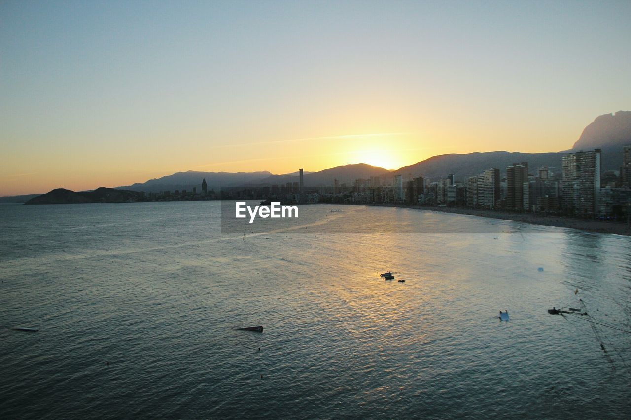 Scenic view of sea during sunset