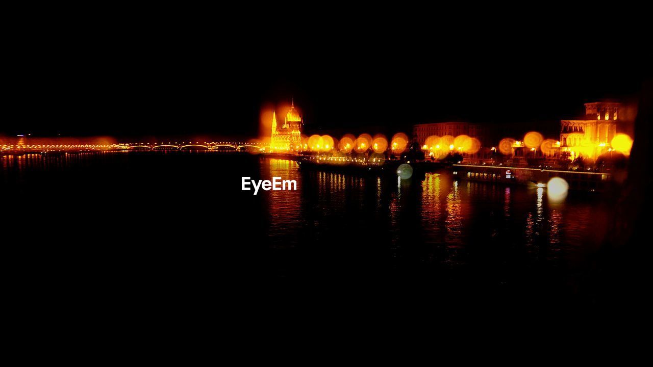 Illuminated buildings at night