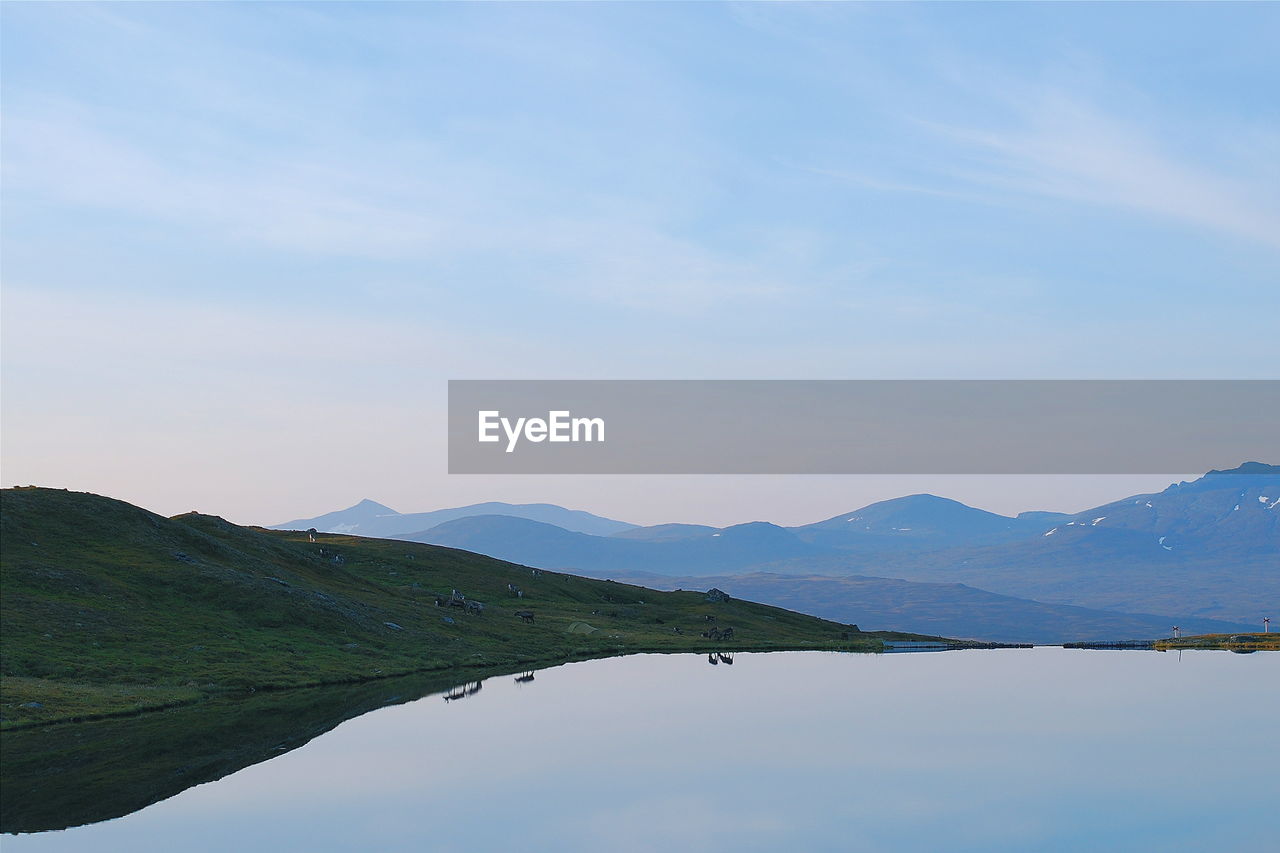 Scenic view of lake against sky