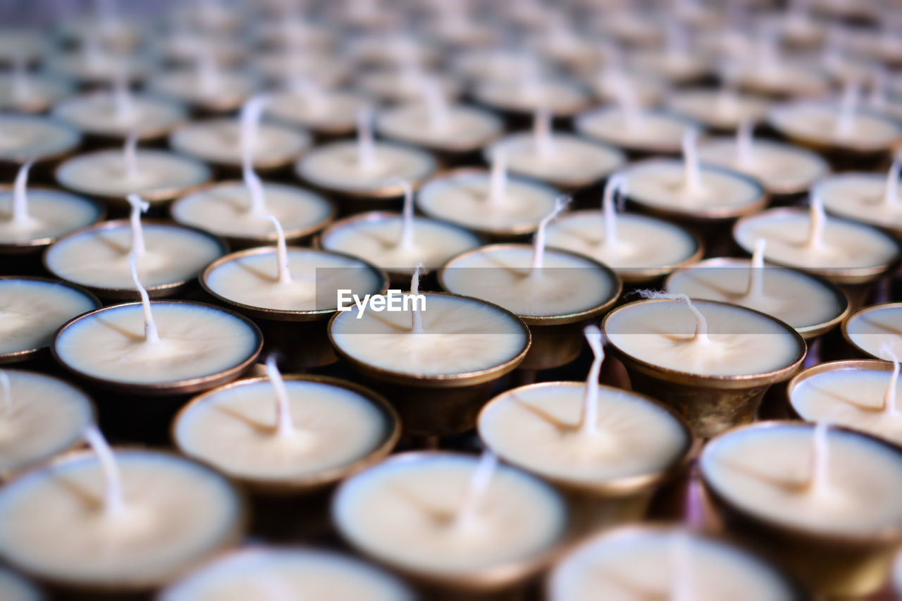 Full frame shot of tea light candles