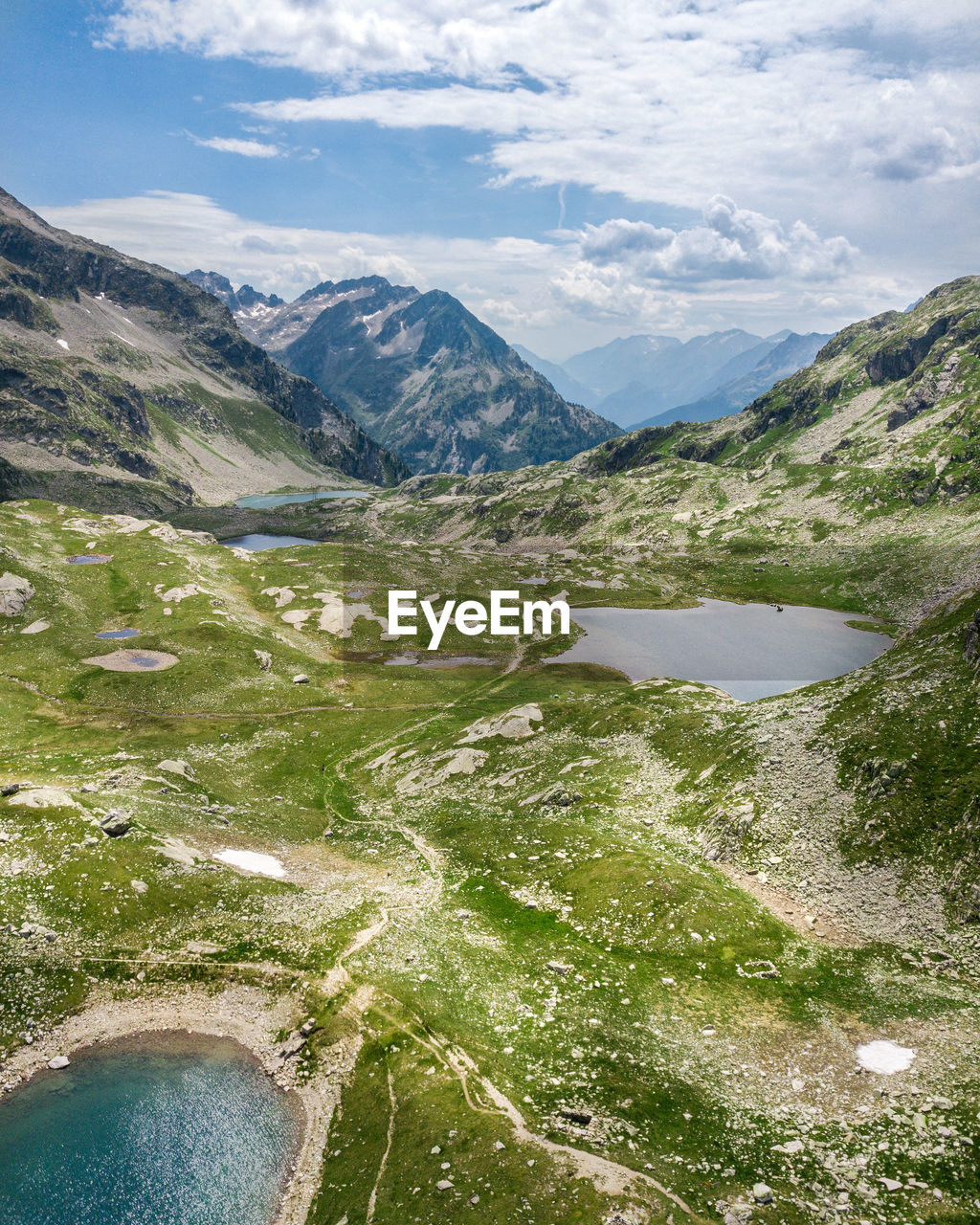 Scenic view of river amidst mountains against sky