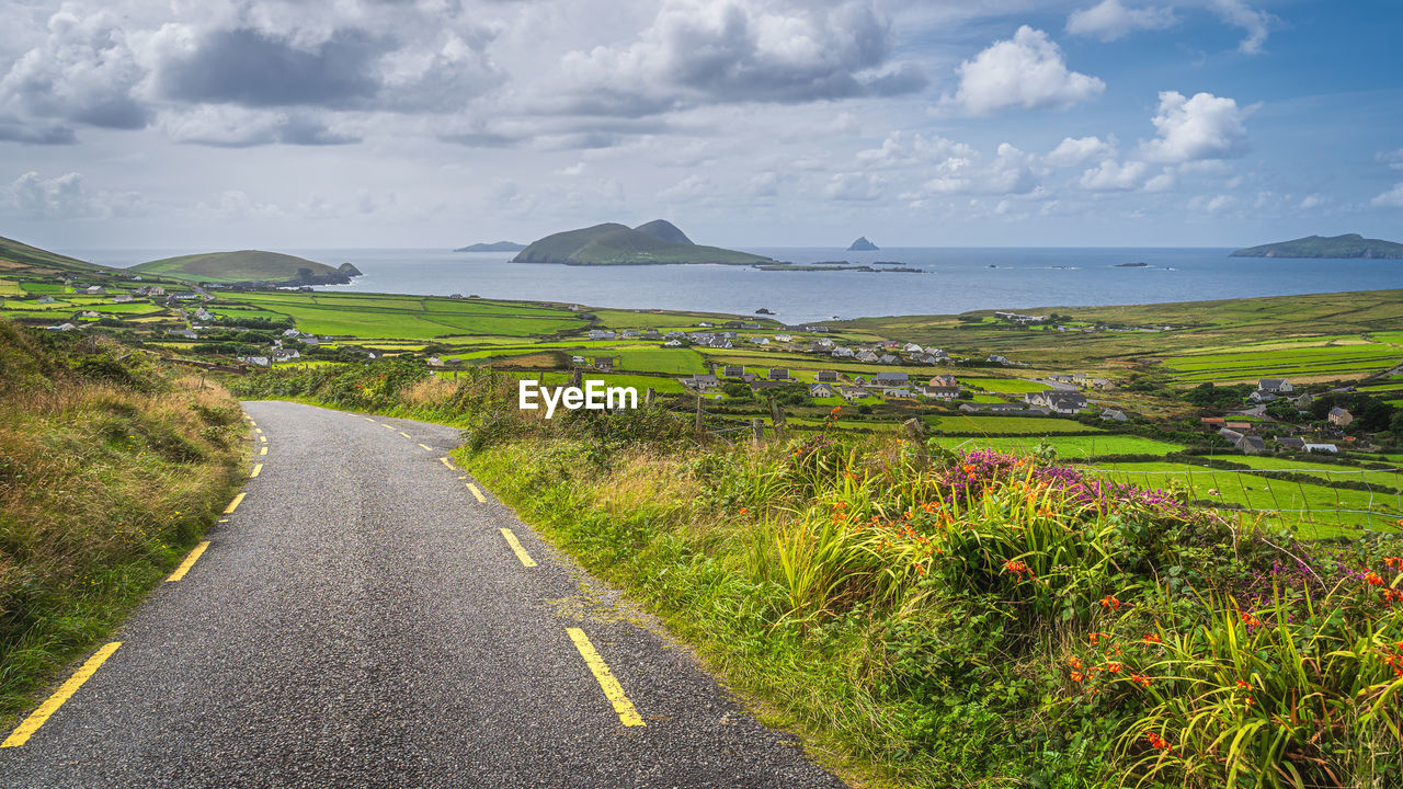 SCENIC VIEW OF ROAD AGAINST SKY DURING SUNSET