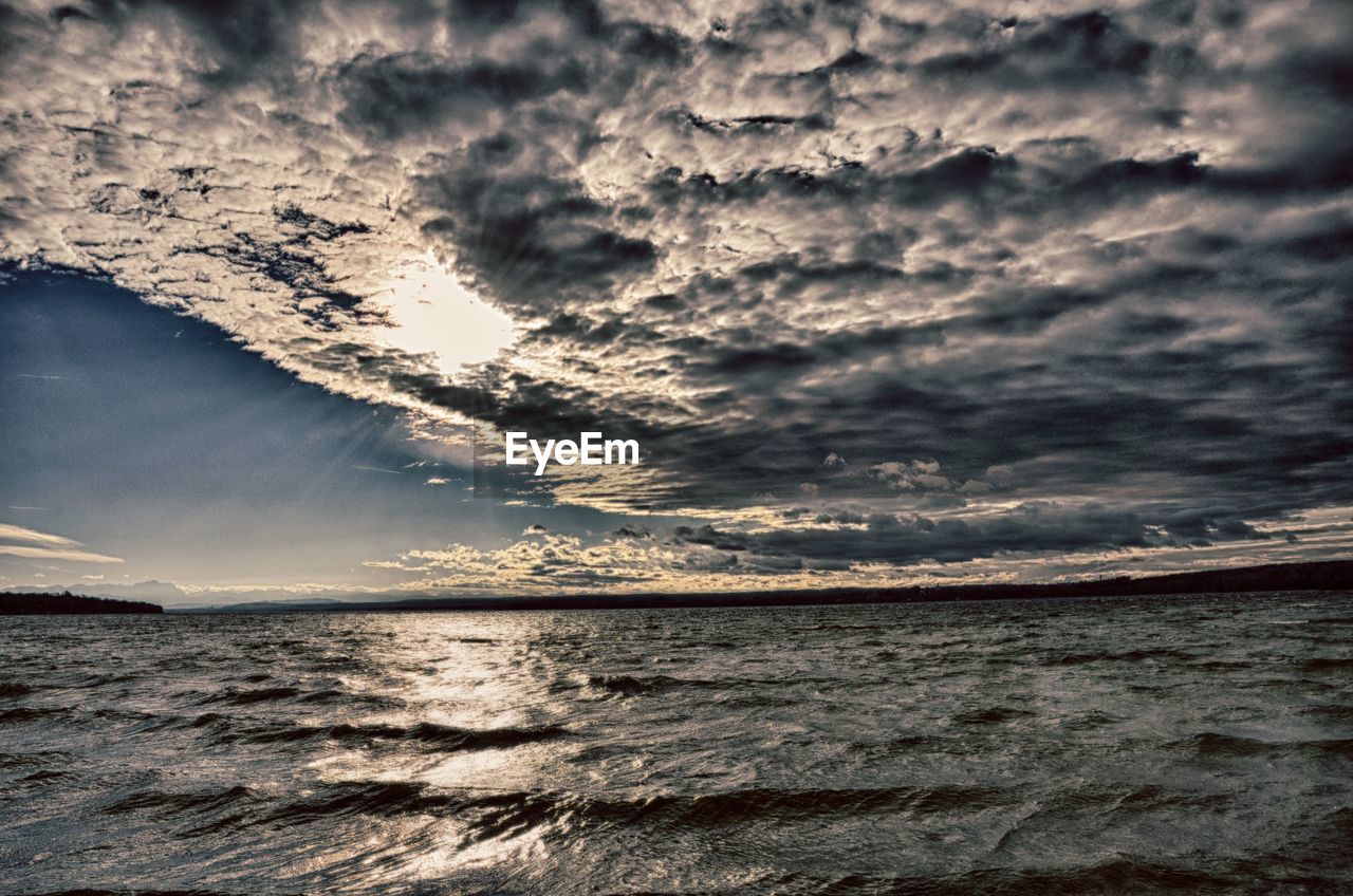 PANORAMIC VIEW OF SEA AGAINST SKY DURING SUNSET