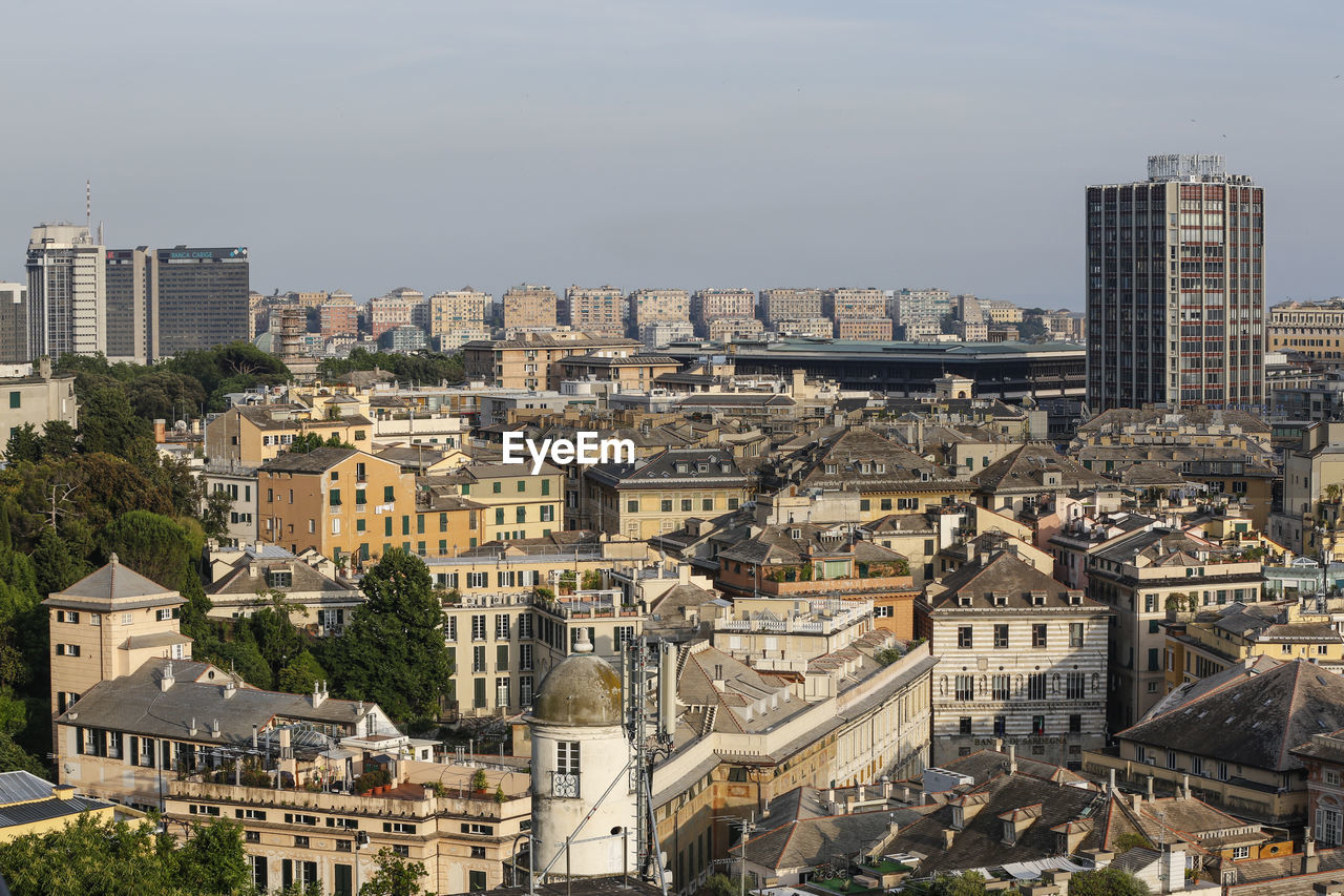 Skyline of the city of genoa in liguria in italy