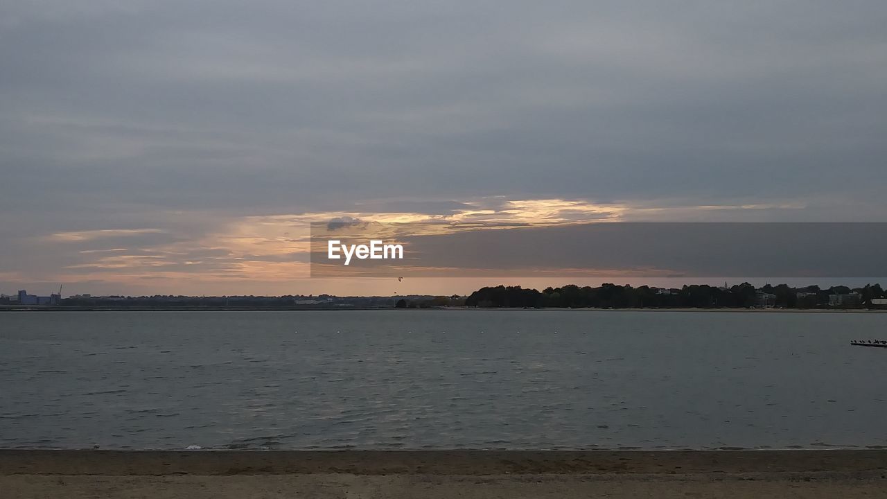 SCENIC VIEW OF SEA AGAINST SUNSET SKY