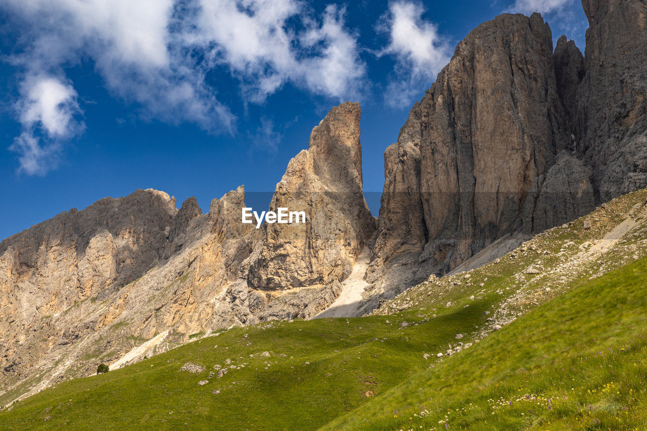 Stunning dolomites towering peaks, timeless rocks, and pristine nature under radiant alpine skies.