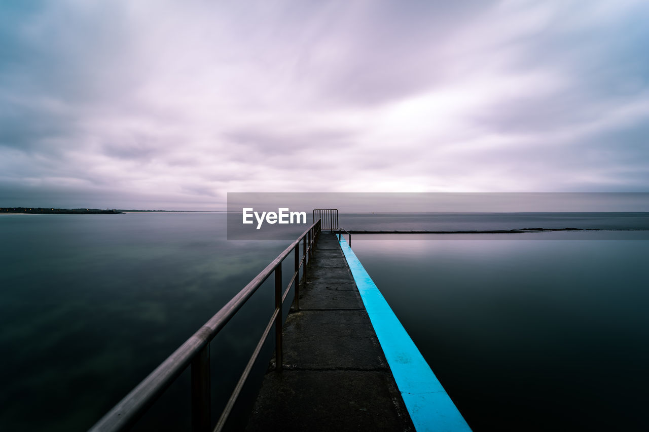 VIEW OF BRIDGE IN SEA AGAINST SKY