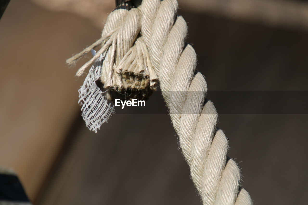 Close-up of rope tied outdoors