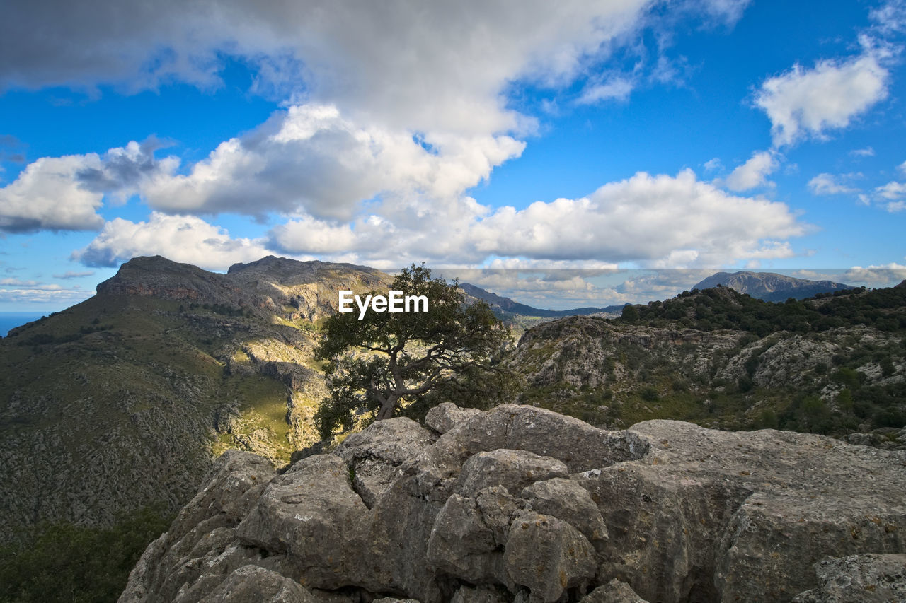 Scenic view of mountains against sky